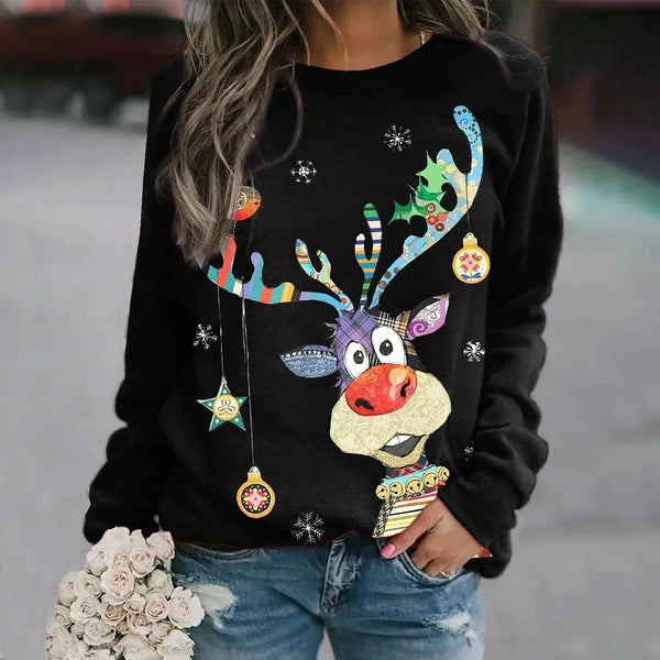 Pull de noël - pullover festif pour femmes avec motif arbre scintillant