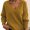 Pull en maille douce à col en v pour femme - élégant et douillet