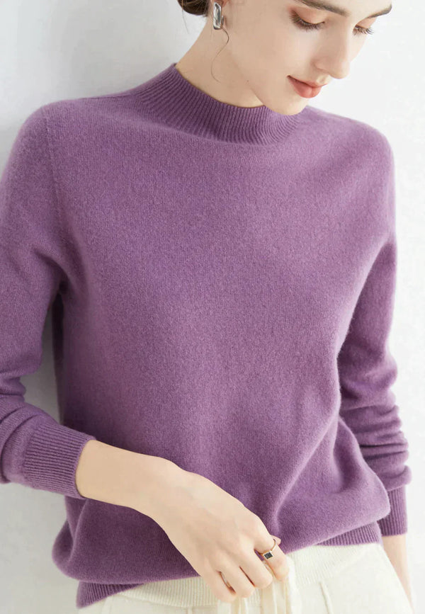 Pull en maille douce - doux pullover pour femmes à col montant