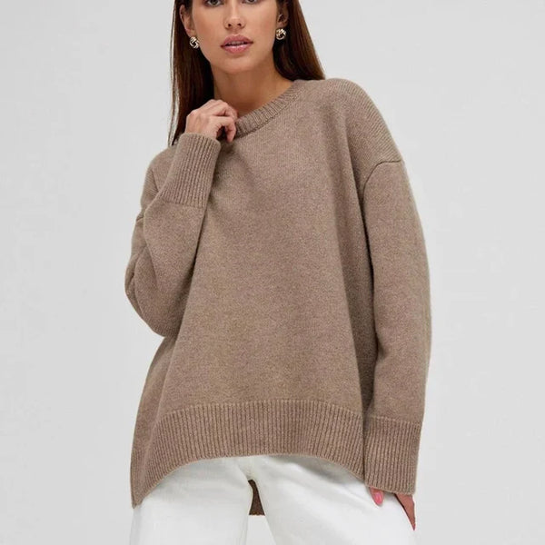 Pull en maille douce - pull tricoté oversize crème pour femmes