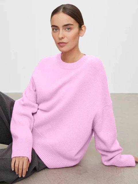 Pull en maille douce - pull tricoté oversize crème pour femmes