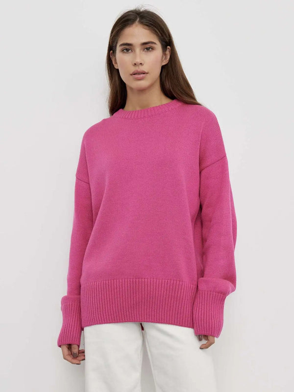 Pull en maille douce - pull tricoté oversize crème pour femmes