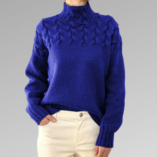 Pull en maille à col roulé pour femmes - sweat en tricot à motifs en relief
