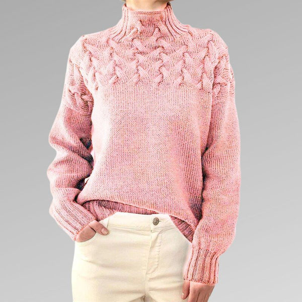 Pull en maille à col roulé pour femmes - sweat en tricot à motifs en relief