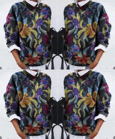 Pull en maille floral - sweat femme texturé