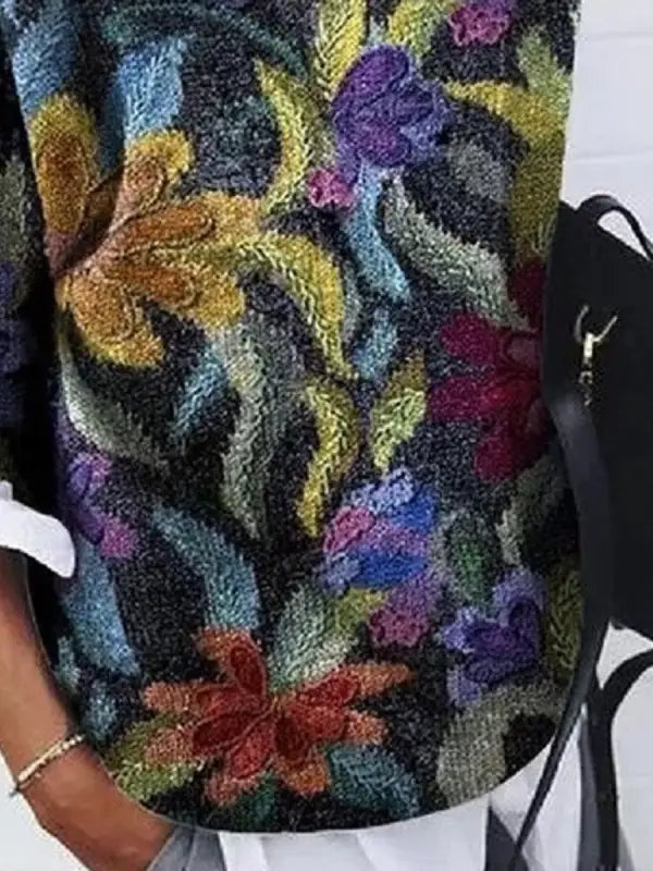 Pull en maille floral - sweat femme texturé