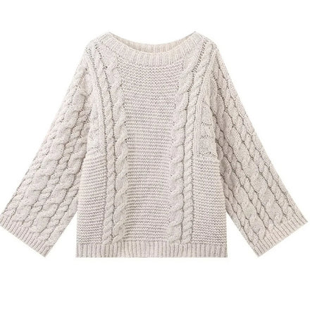 Pull en maille oversized - pull en tricot à motif torsadé avec col montant pour femmes