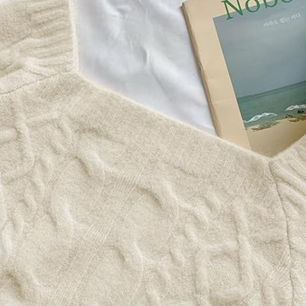 Pull en maille torsadée pour femmes - haut élégant à col rond