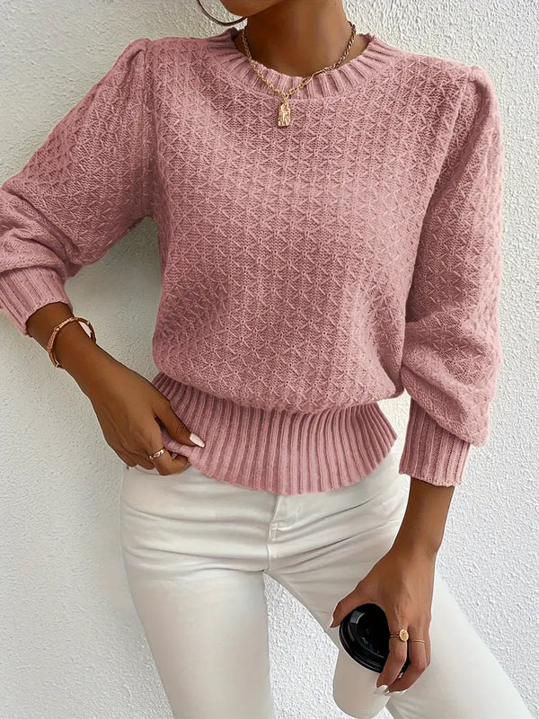 Pull en tricot - élégant pull pour femmes avec manches bouffantes