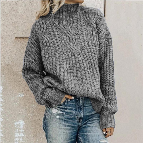 Pull en tricot épais - élégant sweater à col roulé pour femmes