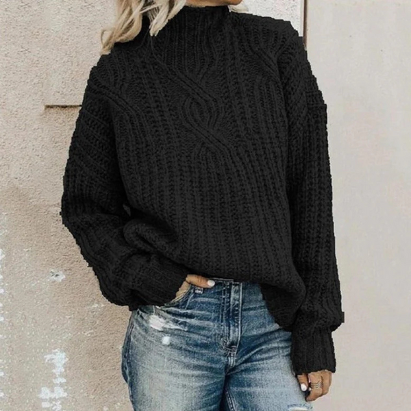Pull en tricot épais - élégant sweater à col roulé pour femmes