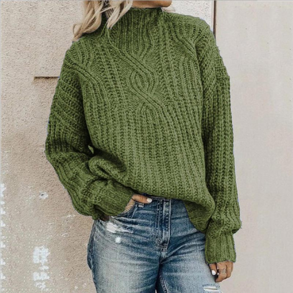 Pull en tricot épais - élégant sweater à col roulé pour femmes