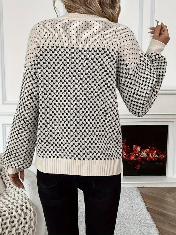 Pull en tricot - pull à motifs blancs pour femmes