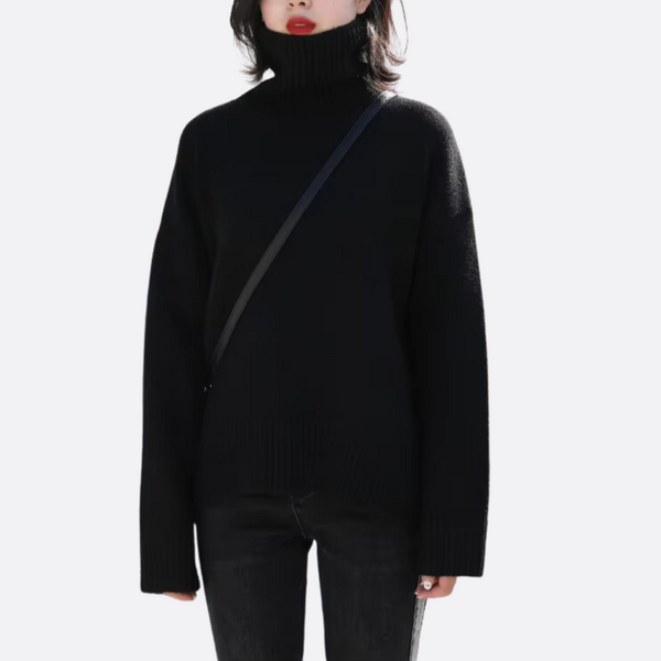 Pull oversized à col roulé - tricot douillet pour femmes