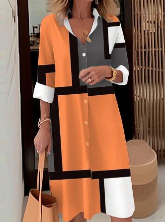 Robe chemise - élégante robe à boutons avec motif géométrique
