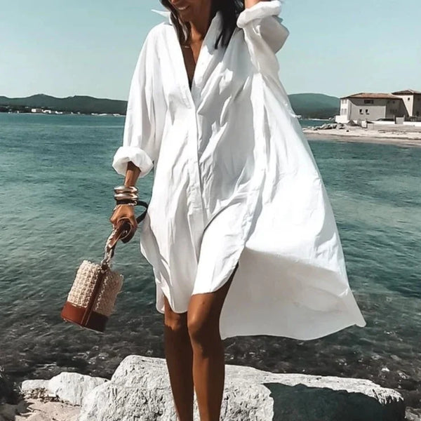 Robe chemise - élégante robe de plage ample pour femmes