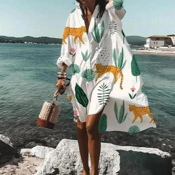 Robe chemise - élégante robe de plage ample pour femmes