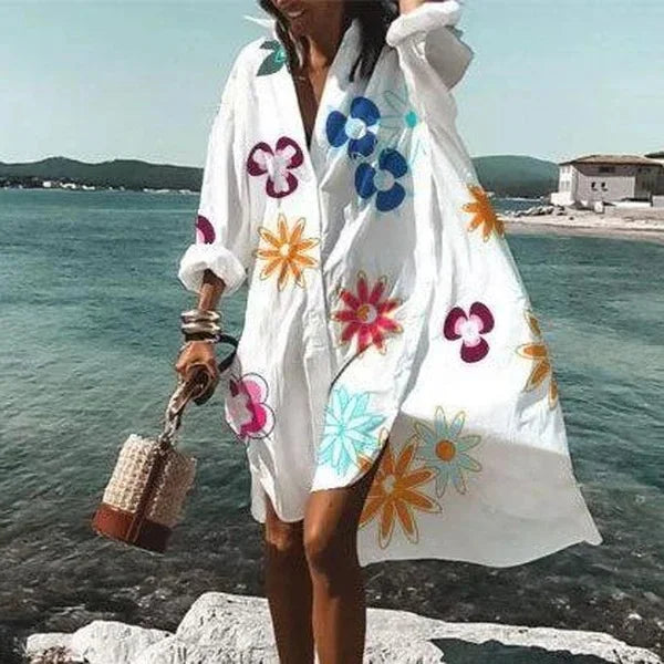 Robe chemise - élégante robe de plage ample pour femmes
