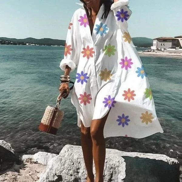 Robe chemise - élégante robe de plage ample pour femmes