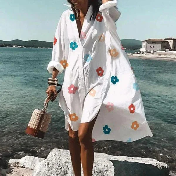 Robe chemise - élégante robe de plage ample pour femmes