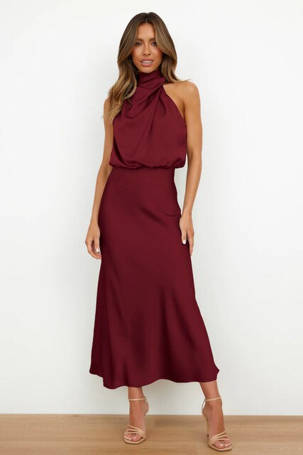 Robe chic à col halter - robe de soirée exquise pour dames