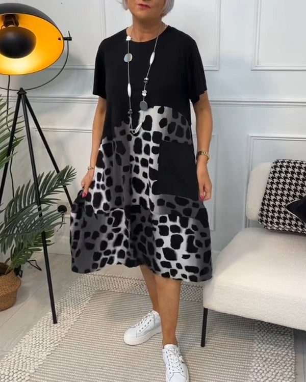 Robe décontractée - élégante robe noire et grise avec poches pour femmes