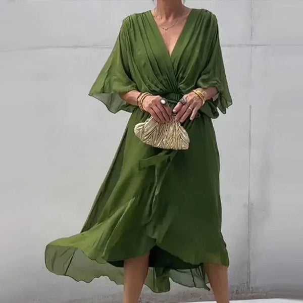 Robe d'été élégante - robe portefeuille fluide pour femmes