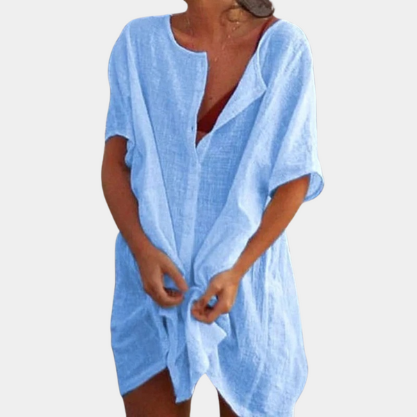 Robe d'été légère à boutonner - cover-up de plage pour femmes