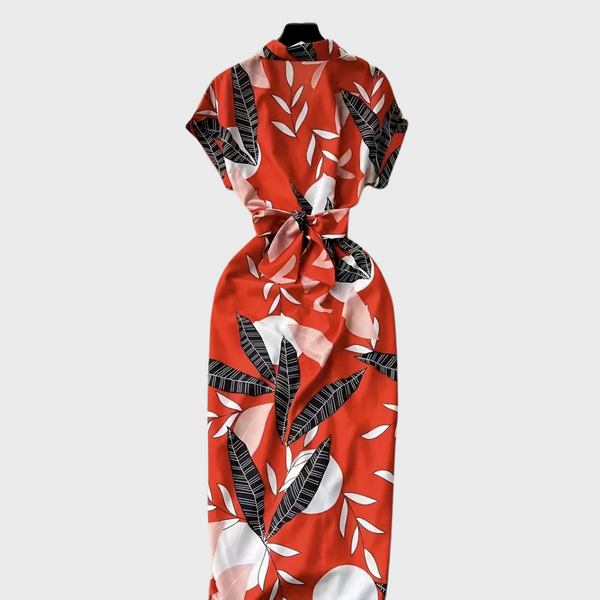 Robe d'été - robe chic pour dames avec boutonnage et taille à nouer