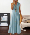 Robe d'été - robe sans manches chic à boutons pour les journées ensoleillées