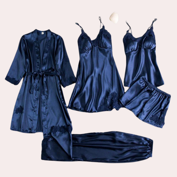 Robe en satin - loungewear élégante pour dames avec détails en dentelle