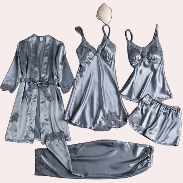 Robe en satin - loungewear élégante pour dames avec détails en dentelle