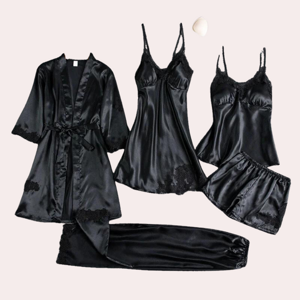Robe en satin - loungewear élégante pour dames avec détails en dentelle