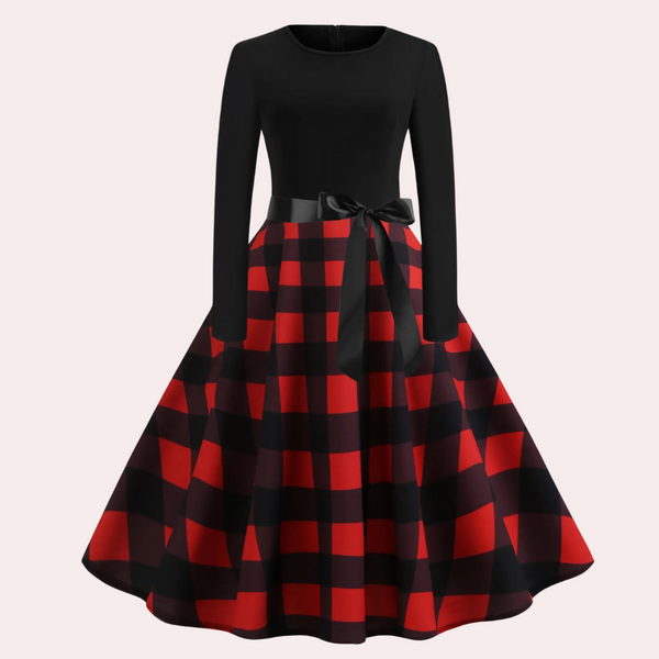 Robe évasée - robe raffinée à manches longues avec pois