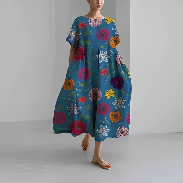 Robe florale bohème - robe d'été à coupe décontractée pour femmes
