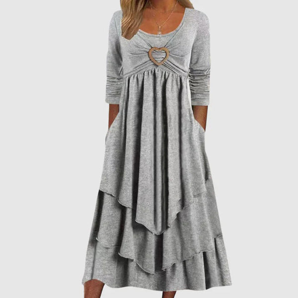 Robe longue à volants - robe décontractée tendance avec poches