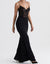 Robe maxi avec bustier en dentelle - élégante robe de soirée noire pour femmes