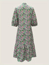 Robe midi à fleurs - élégante robe verte pour femmes