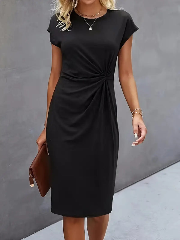 Robe midi - chic avec nœud twist pour femmes