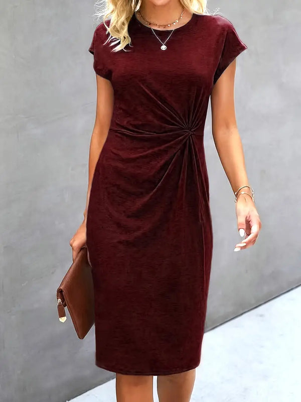 Robe midi - chic avec nœud twist pour femmes