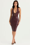 Robe midi en simili cuir - bourgogne profond pour dames qui subliment les silhouettes