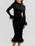 Robe midi en velours noir - élégante robe féminine avec détails en plumes
