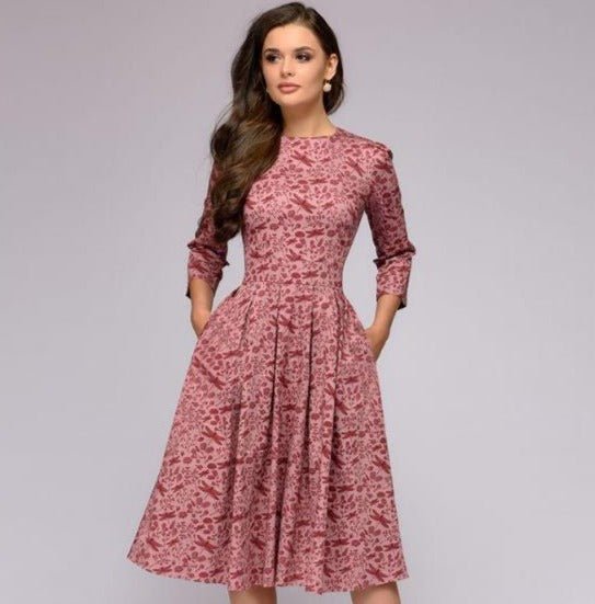 Robe midi fleurie - robe élégante pour femmes avec poches