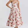 Robe midi florale - robe féminine à imprimé botanique avec corsage ajusté