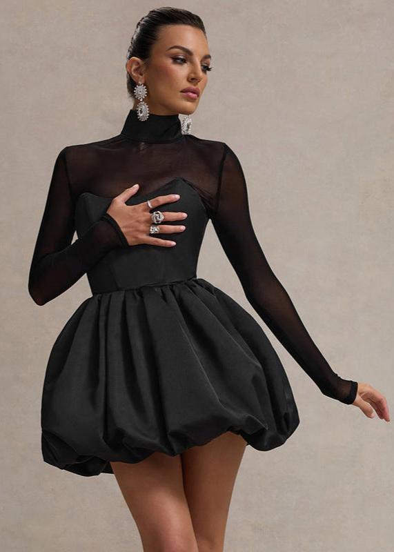 Robes mini avec jupe ballon - élégante robe noire pour femme
