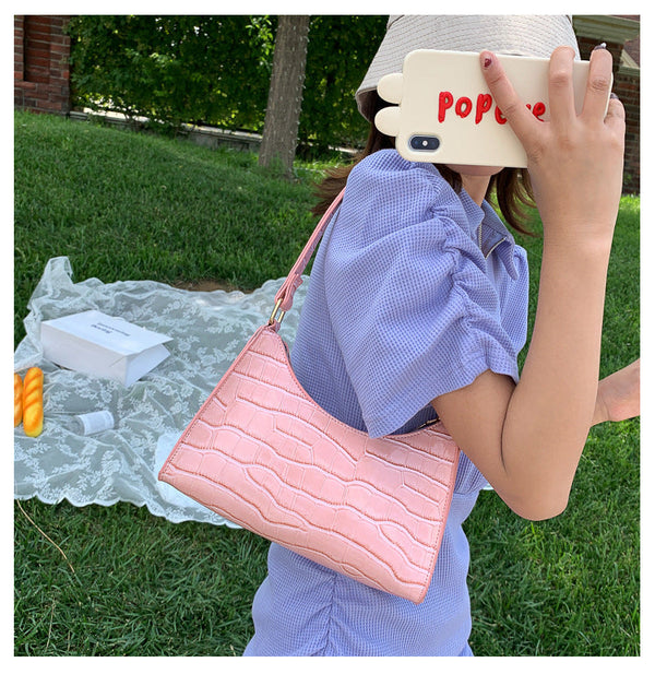 Sac à main en similicuir (PU) croco - élégant sac à épaule pour femmes