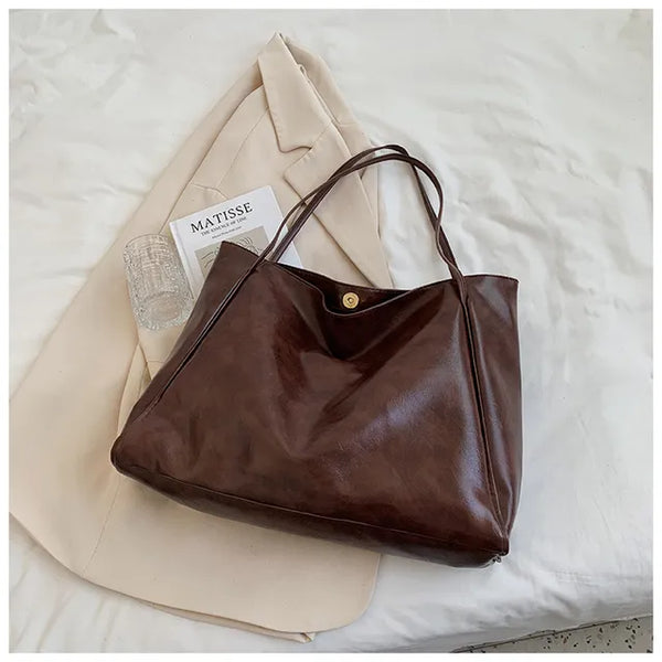 Sac tote en cuir - grand sac à main pour femme marron