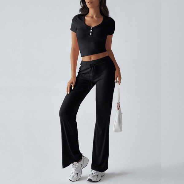 Ensemble de détente femme en 2 pièces - combinaison en coton doux pour un style décontracté