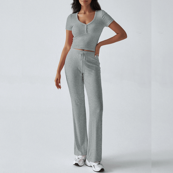 Ensemble de détente femme en 2 pièces - combinaison en coton doux pour un style décontracté