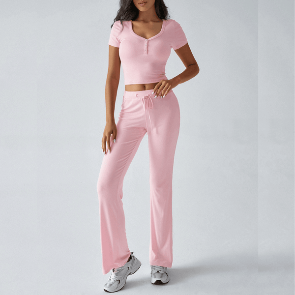 Ensemble de détente femme en 2 pièces - combinaison en coton doux pour un style décontracté